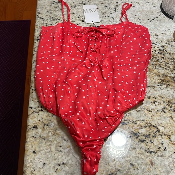 NWT Zara Red bathing suit w/ white stars XL - Picture 5 of 5